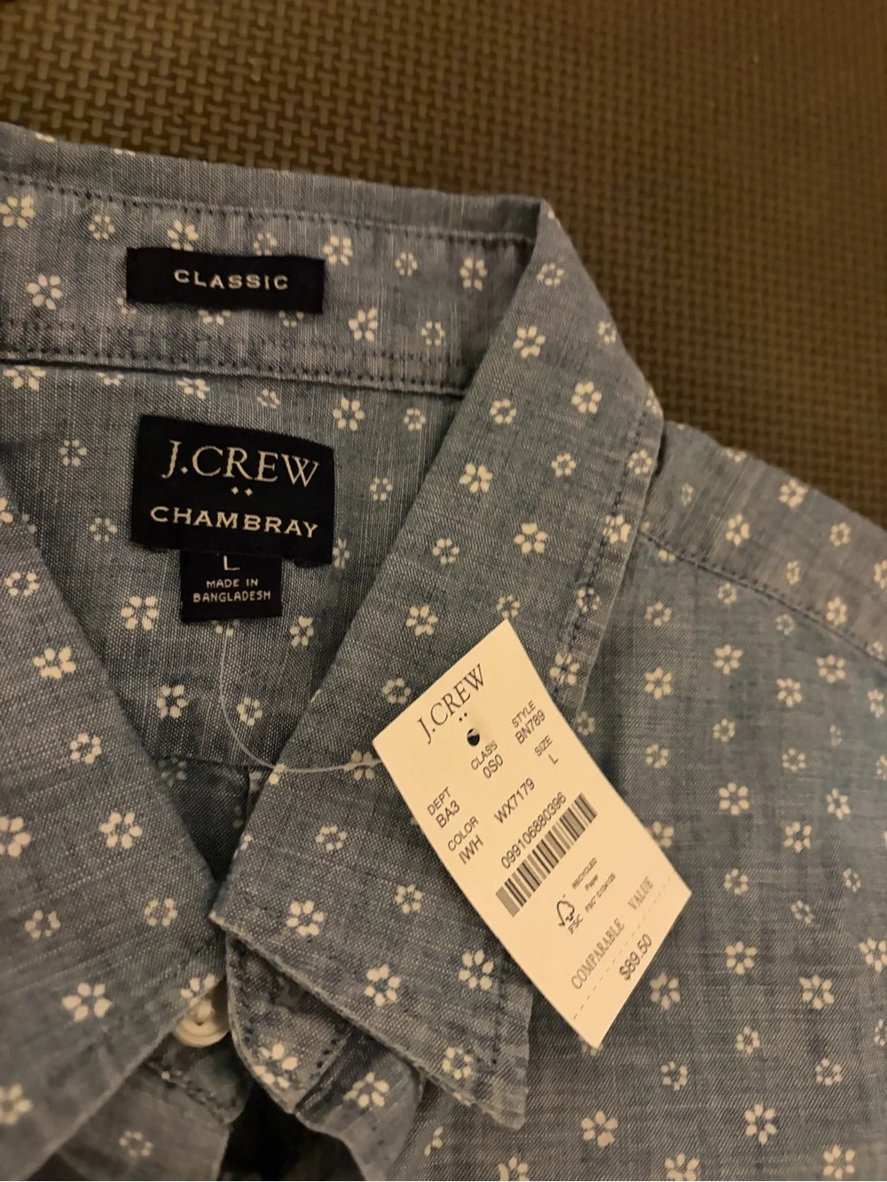 J. Crew Light Blue Printed Button-Down Shirt - Men's